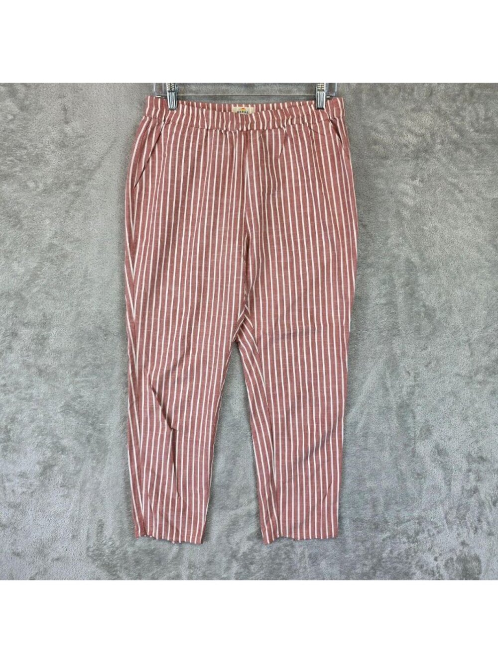 Marine Layer Pants Womens M Pink Striped Lyocell Jogger Elastic Waist Relaxed